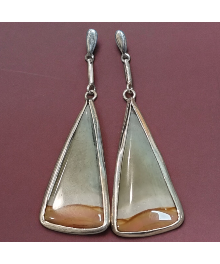 Boucles Jaspe Picasso Triangulaires Argent 925