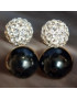 Boucles Onyx & Swarovski acier inox