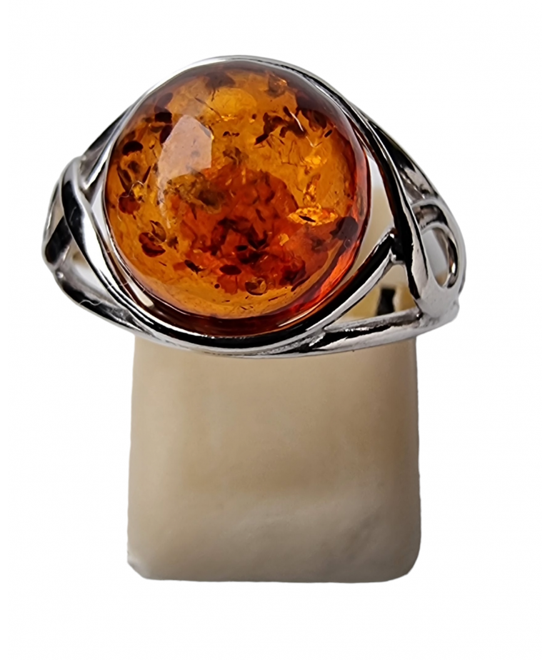 Bague Ambre baltique argent 925 Taille 56