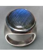 Bague Labradorite type Chevalière Argent 925 Taille 56
