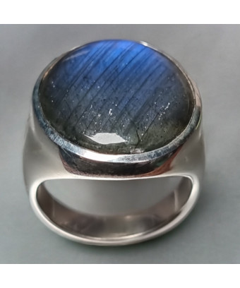 Bague Labradorite type Chevalière Argent 925 Taille 56