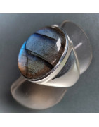 Bague Labradorite type Chevalière Argent 925 Taille 56