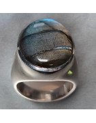Bague Labradorite type Chevalière Argent 925 Taille 56