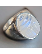 Bague Pierre de lune striée Argent 925 Taille 58
