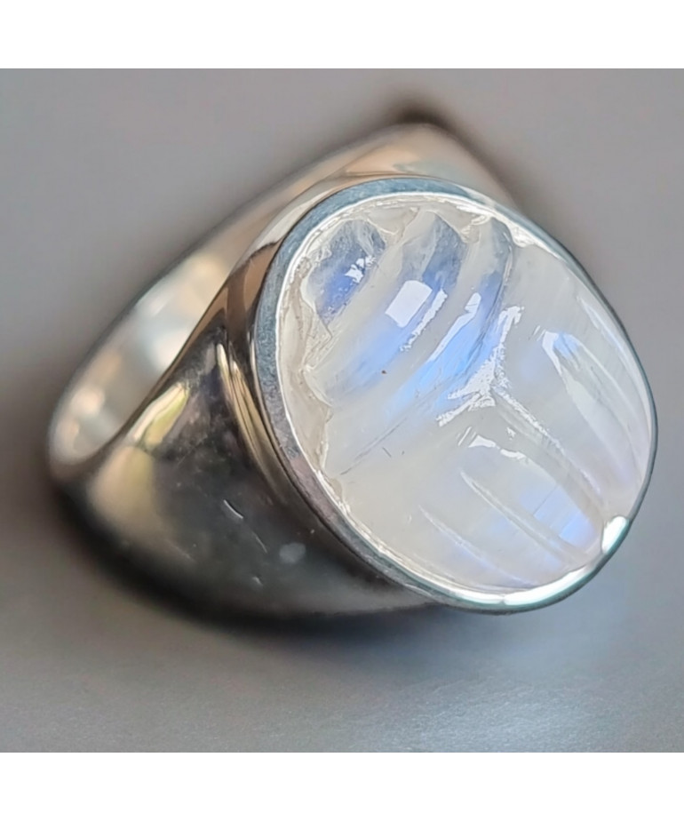 Bague Pierre de lune striée Argent 925 Taille 58