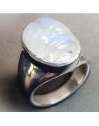 Bague Pierre de lune striée Argent 925 Taille 58