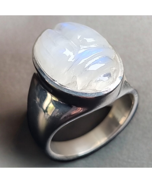 Bague Pierre de lune striée Argent 925 Taille 58