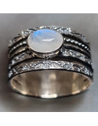 Bague Pierre de lune "Ethnique" Argent 925