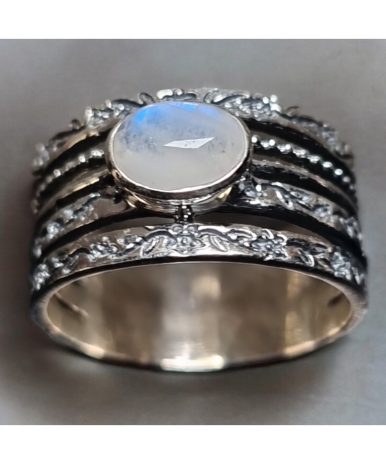 Bague Pierre de lune "Ethnique" Argent 925