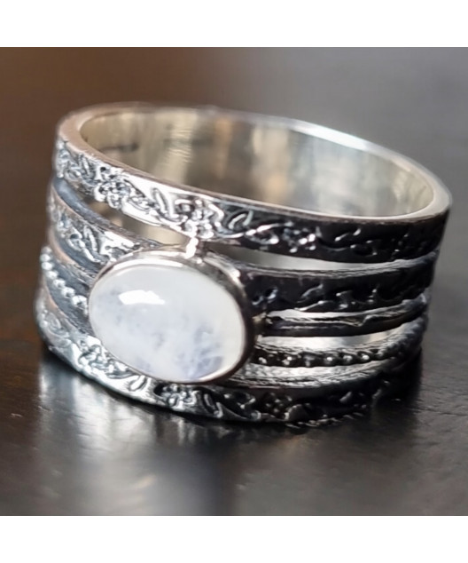 Bague Pierre de lune "Ethnique" Argent 925