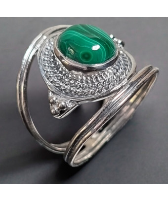 Bague Malachite "Ethnique" Argent 925 Taille 60