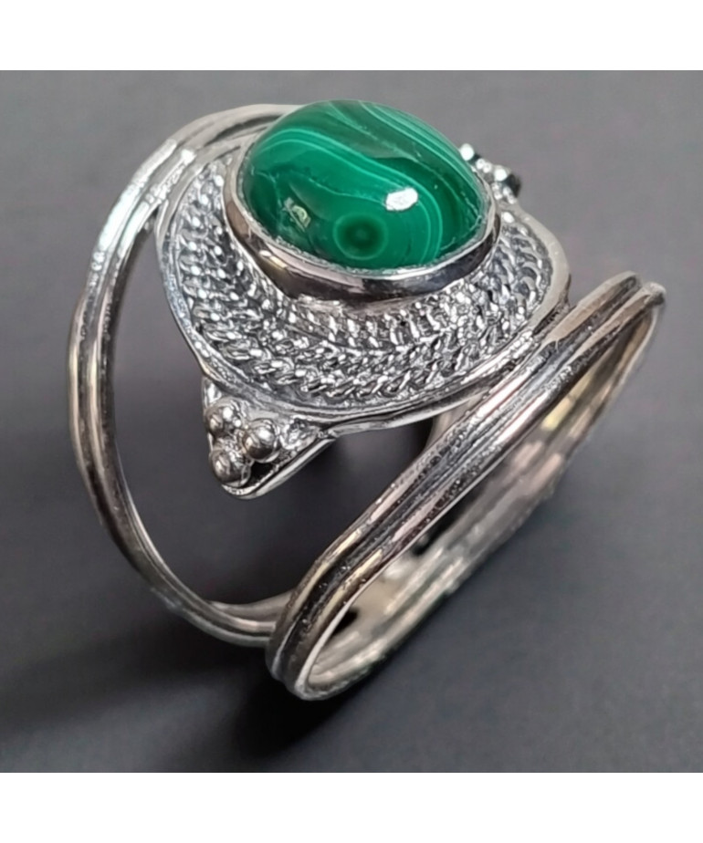Bague Malachite "Ethnique" Argent 925 Taille 60