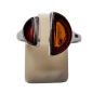 Bague Ambre baltique Dark Cognac argent 925 Taille 54