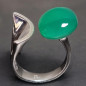 Bague Agate verte naturelle Argent 925 Taille 56