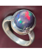 Bague Opale noire du Mexique Argent 925