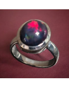 Bague Opale noire du Mexique Argent 925