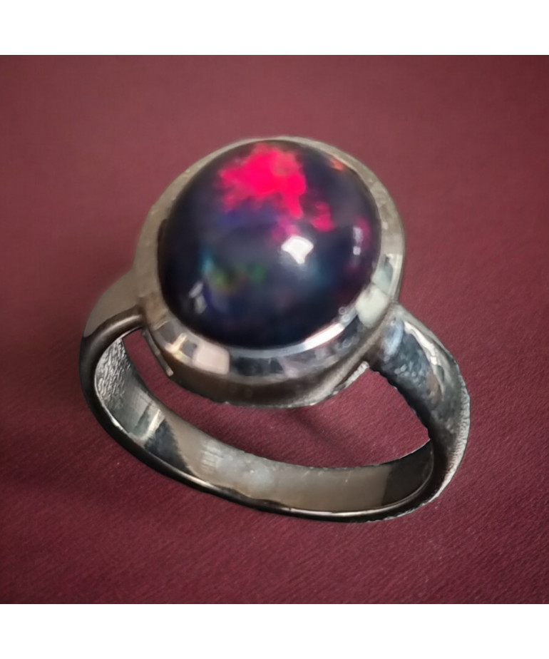 Bague Opale noire du Mexique Argent 925