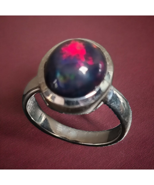 Bague Opale noire du Mexique Argent 925