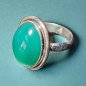 Bague Agate verte naturelle cabochon Argent 925 Taille 54