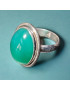 Bague Agate verte naturelle cabochon Argent 925 Taille 54