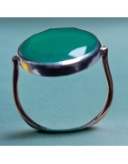 Bague Agate verte naturelle facettée Argent 925