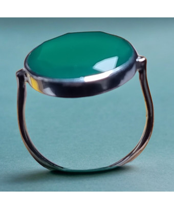 Bague Agate verte naturelle facettée Argent 925