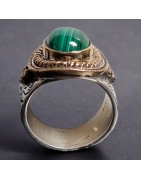 Bague Malachite "Ethnique" Argent 925 Taille 54