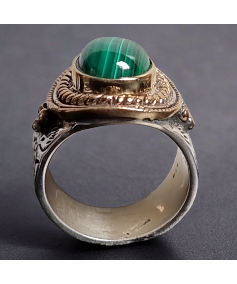 Bague Malachite "Ethnique" Argent 925 Taille 54