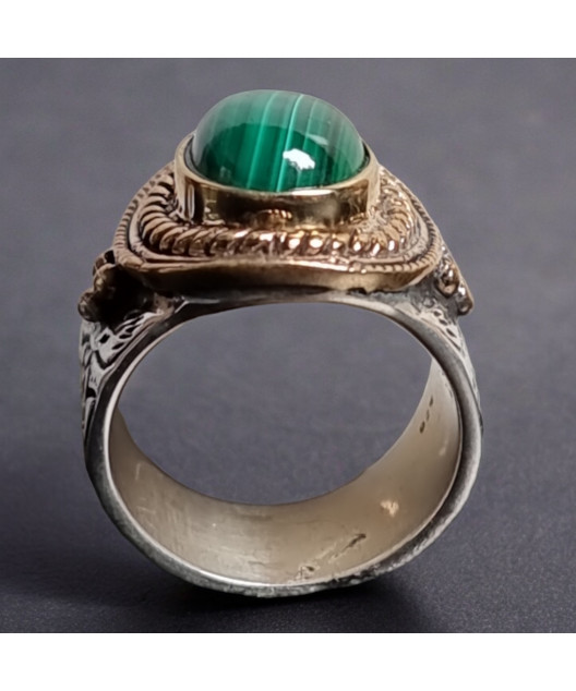 Bague Malachite "Ethnique" Argent 925 Taille 54