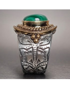 Bague Malachite "Ethnique" Argent 925 Taille 54