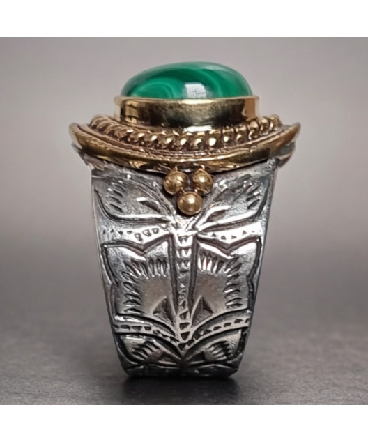 Bague Malachite "Ethnique" Argent 925 Taille 54