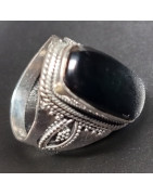 Bague Onyx Noir "Ethnique" Argent 925 Taille 66