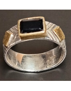 Bague Onyx Noir "Ethnique" Argent 925