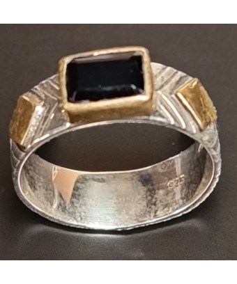 Bague Onyx Noir "Ethnique" Argent 925