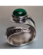 Bague Malachite feuille Argent 925 Taille 58+