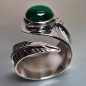 Bague Malachite feuille Argent 925 Taille 58+