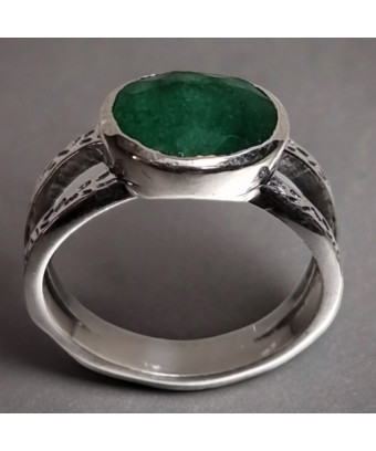 Bague Emeraude Argent 925 Taille 54