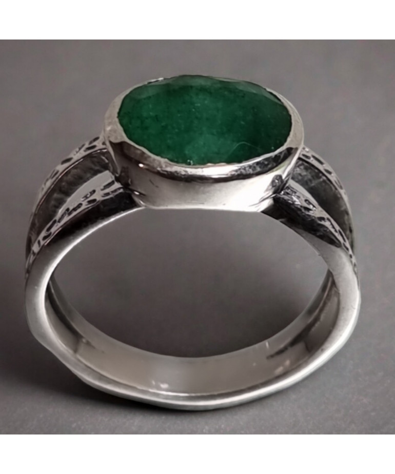 Bague Emeraude Argent 925 Taille 54