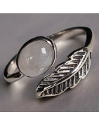 Bague Pierre de lune Feuille Argent 925 Taille 52