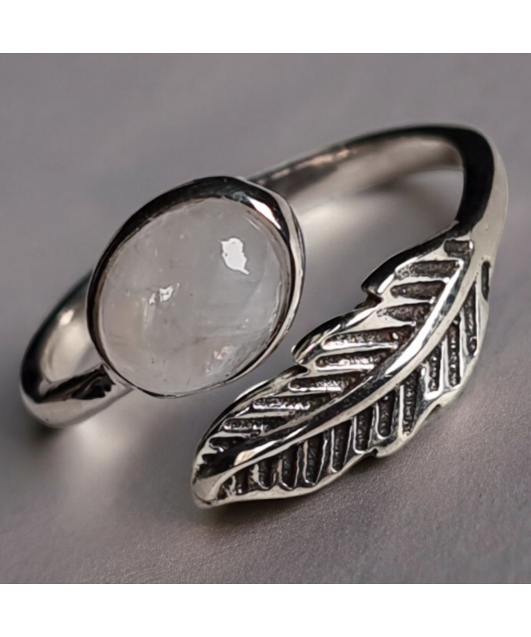 Bague Pierre de lune Feuille Argent 925 Taille 52