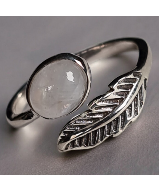 Bague Pierre de lune Feuille Argent 925 Taille 52