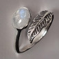 Bague Pierre de lune Feuille Argent 925 Taille 52