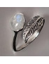 Bague Pierre de lune Feuille Argent 925 Taille 52