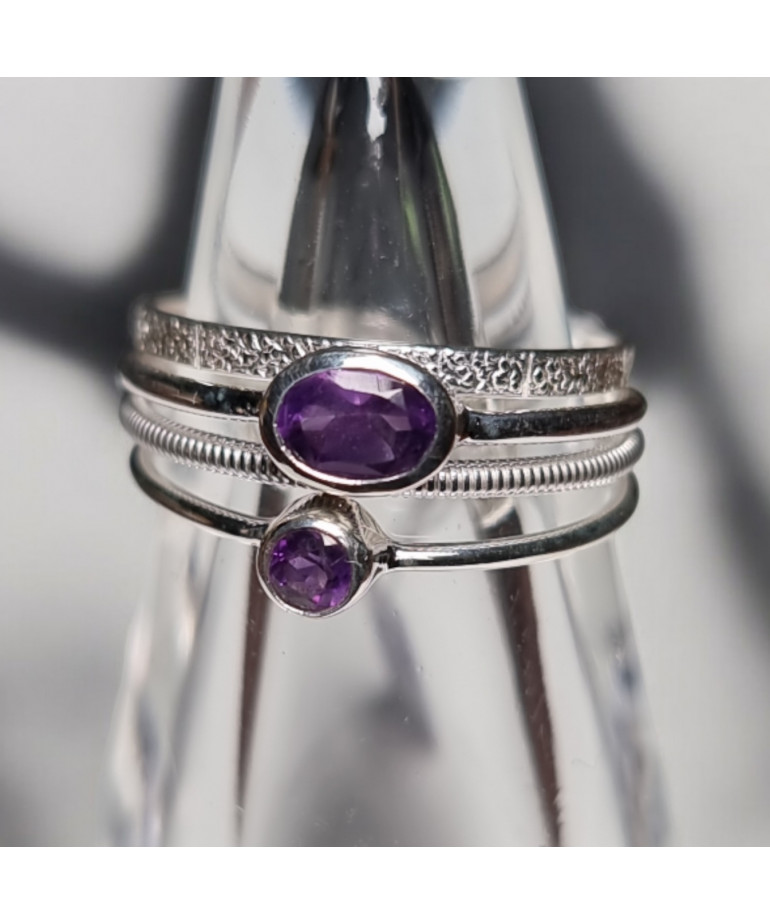 Bague et anneau multiples  améthyste Argent 925