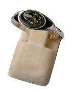 Bague Ambre Vert argent 925