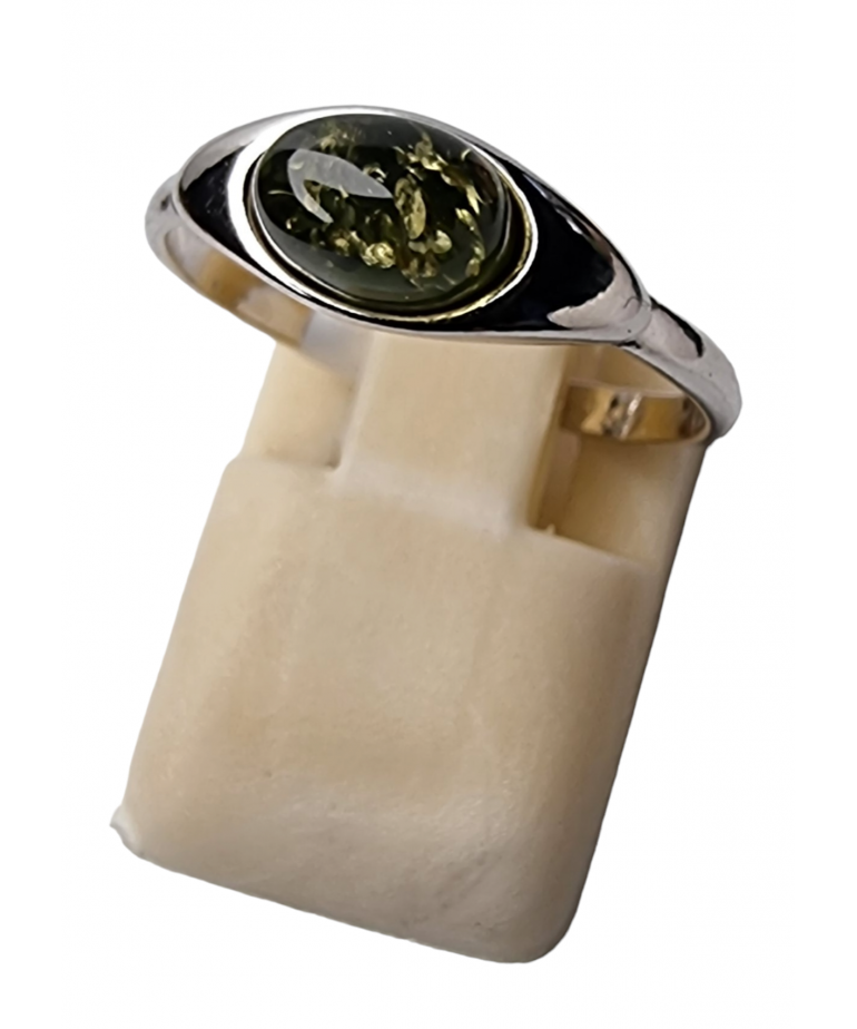 Bague Ambre Vert argent 925