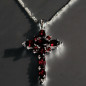 Pendentif Grenat Croix sur chaîne Argent 925