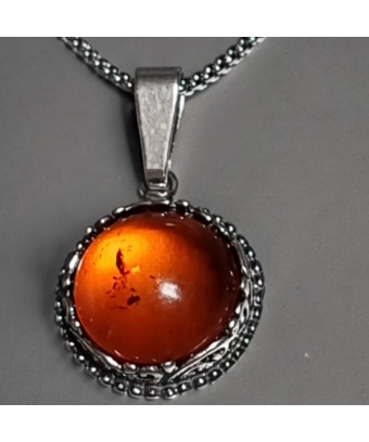 Pendentif Ambre Argent 925