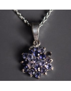 Pendentif Iolite Argent 925 avec chaîne