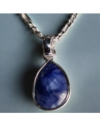 Pendentif Saphir facetté avec chaîne Argent 925
